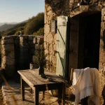 Bergerie corse les plus belles vacances : terrasse en pierre, maquis et douche extérieure