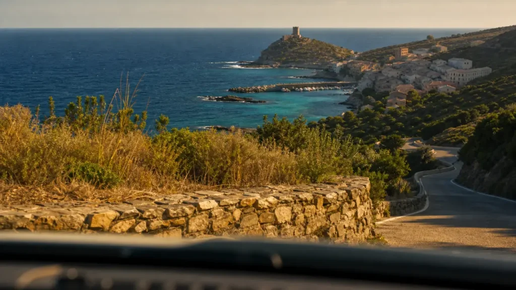 Cap Corse : route sinueuse et village perché au-dessus de la mer