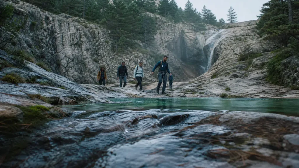 Cascades de polischellu cascate di polischellu, canyoning à Bavella, ruisseau granitique et vasque émeraude