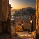 Chateau en Corse a visiter : Citadelle de Calvi, vieille ville, ruelle, remparts