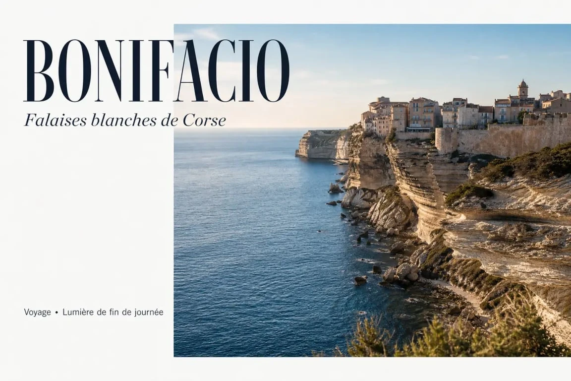 Corse du sud itinéraire : falaises de Bonifacio et ville haute dominant la mer