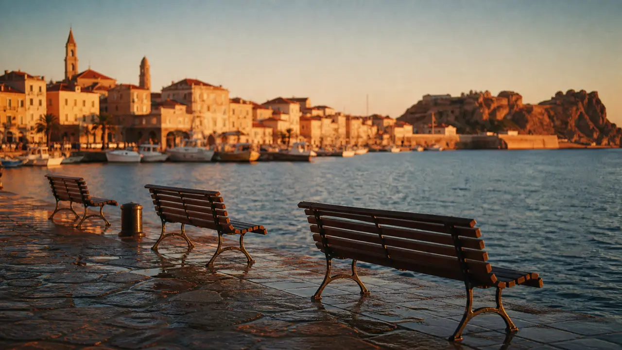 Île rousse : Pietra et port au golden hour