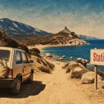 Parking plage Roccapina : piste étroite et stationnement
