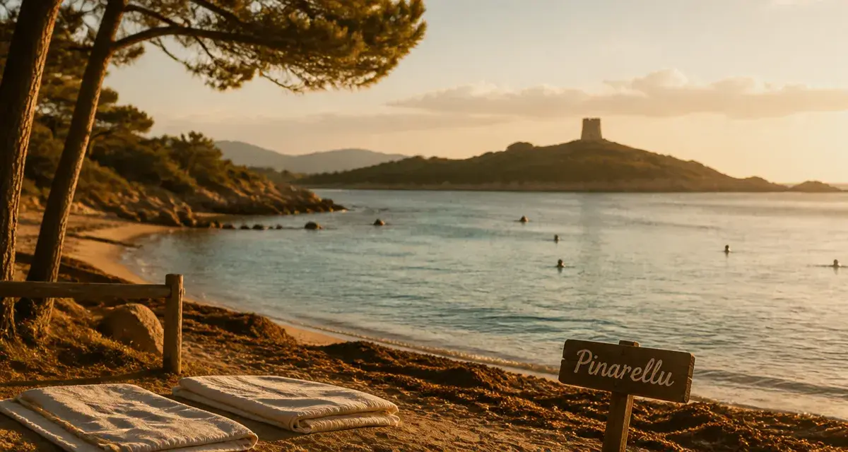 Plage de Pinarellu en Corse, mer turquoise calme
