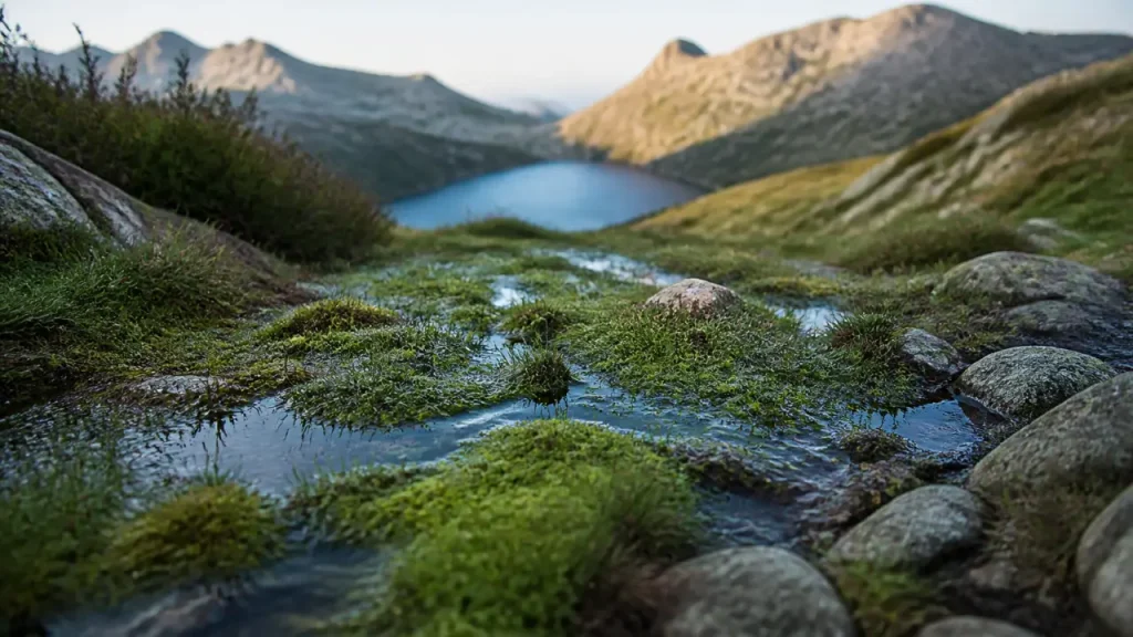 Pozzines en Corse : mares d’eau sur sentier de montagne