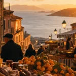Que faire à Ajaccio : marché de la vieille ville et ruelles vers la mer, coucher du soleil
