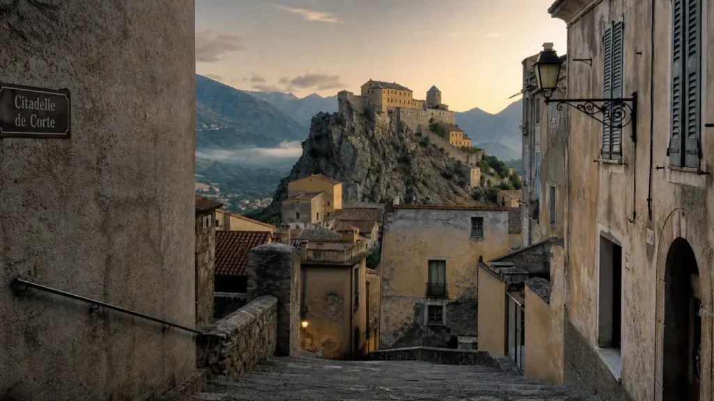 Que faire à Corte Corse : citadelle depuis la vieille ville, lever du jour