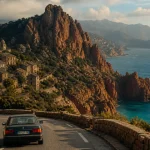 Que faire en corse : route de montagne avec vue mer Méditerranée