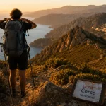 ucpa corse randonnée : randonneur sur crête au golden hour