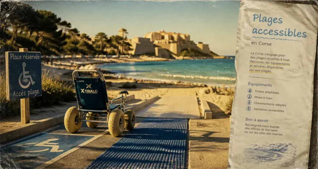 Vacances en corse pour personnes handicapées : plage accessible et rampe