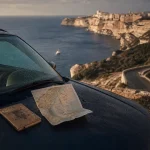Visiter corse du sud : falaises de Bonifacio et vue mer, voiture au belvédère