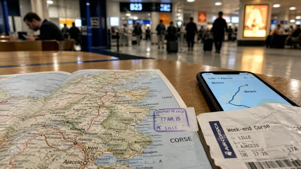 Week end en corse au depart de lille : carte et billets d’aéroport