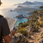 Chemin de randonnée corse : sentier côtier et mer turquoise