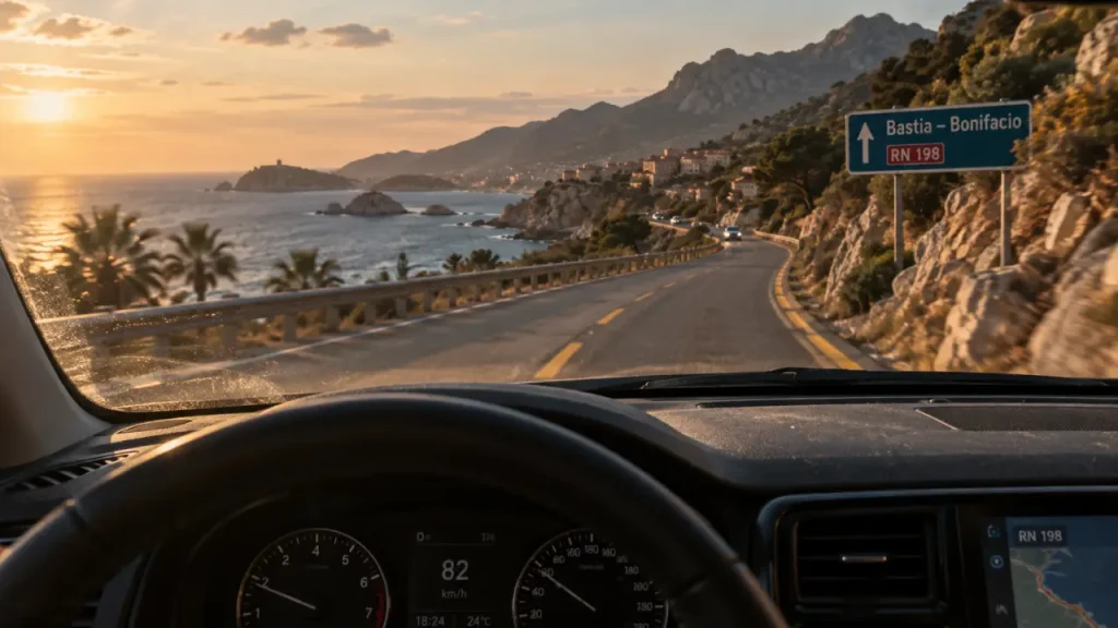 Distance Bastia Bonifacio : route côtière en voiture