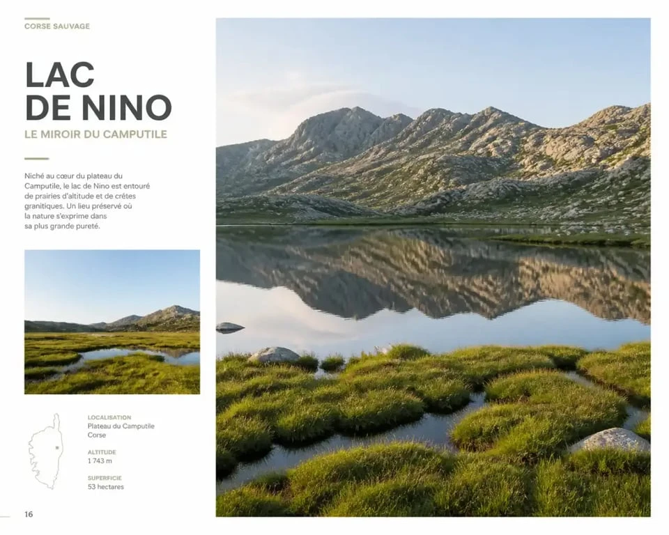GR20 paysages : lac de Nino, pozzines et montagnes corses