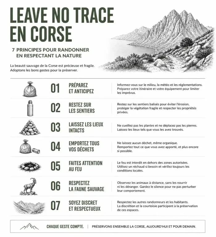 Checklist bivouac sans impact en Corse : respect de la nature et gestion des déchets