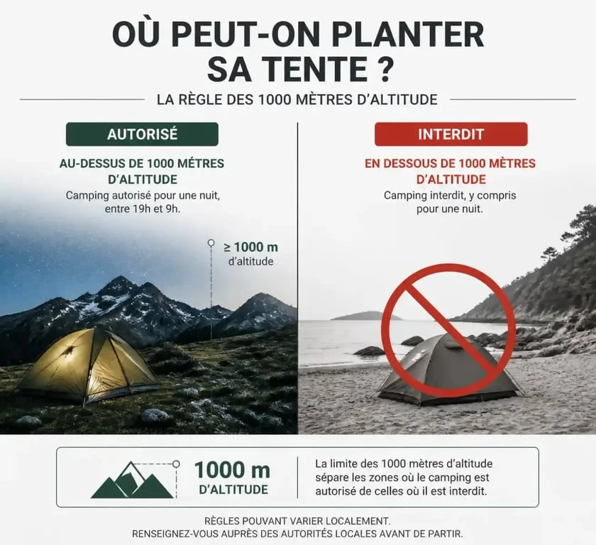 Réglementation du camping sauvage en Corse : bivouac en montagne vs interdiction littorale