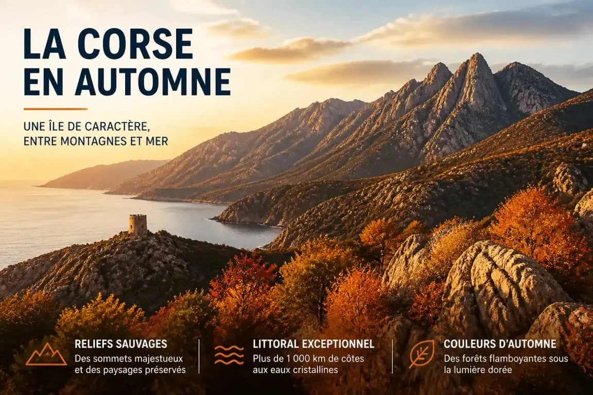 Paysage de la Corse en octobre avec ses couleurs automnales