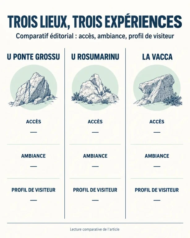 Infographie comparative des piscines Solenzara U Ponte Grossu U Rosumarinu et la Vacca