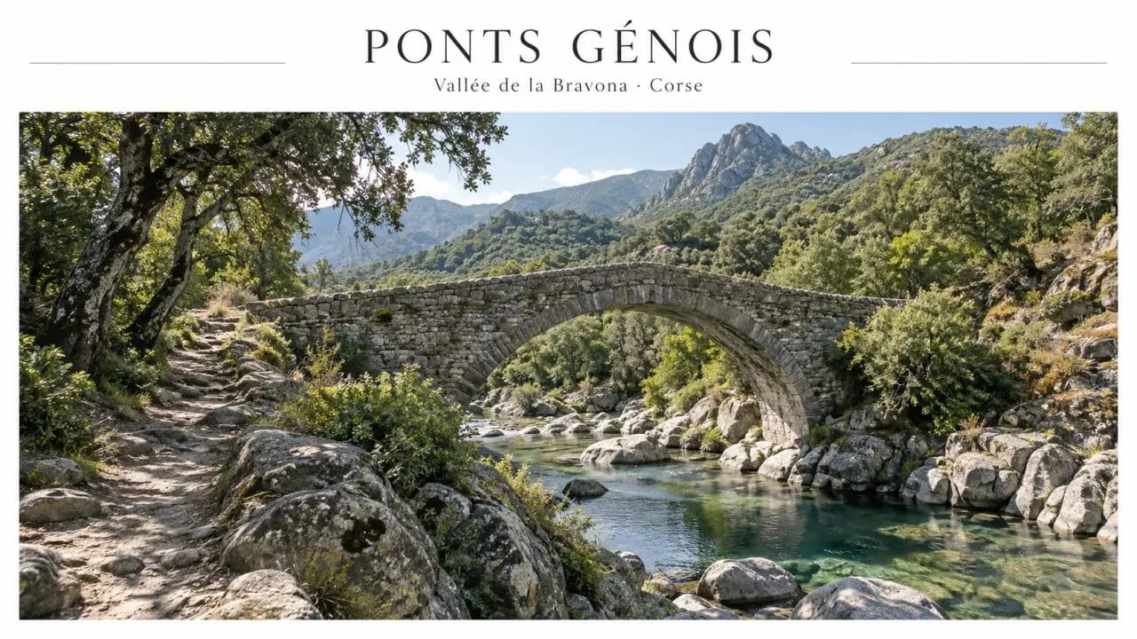 Pont génois d’Aliso dans la vallée de Bravone en Corse