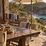 Location corse village vacances : terrasse avec vue mer et montagne