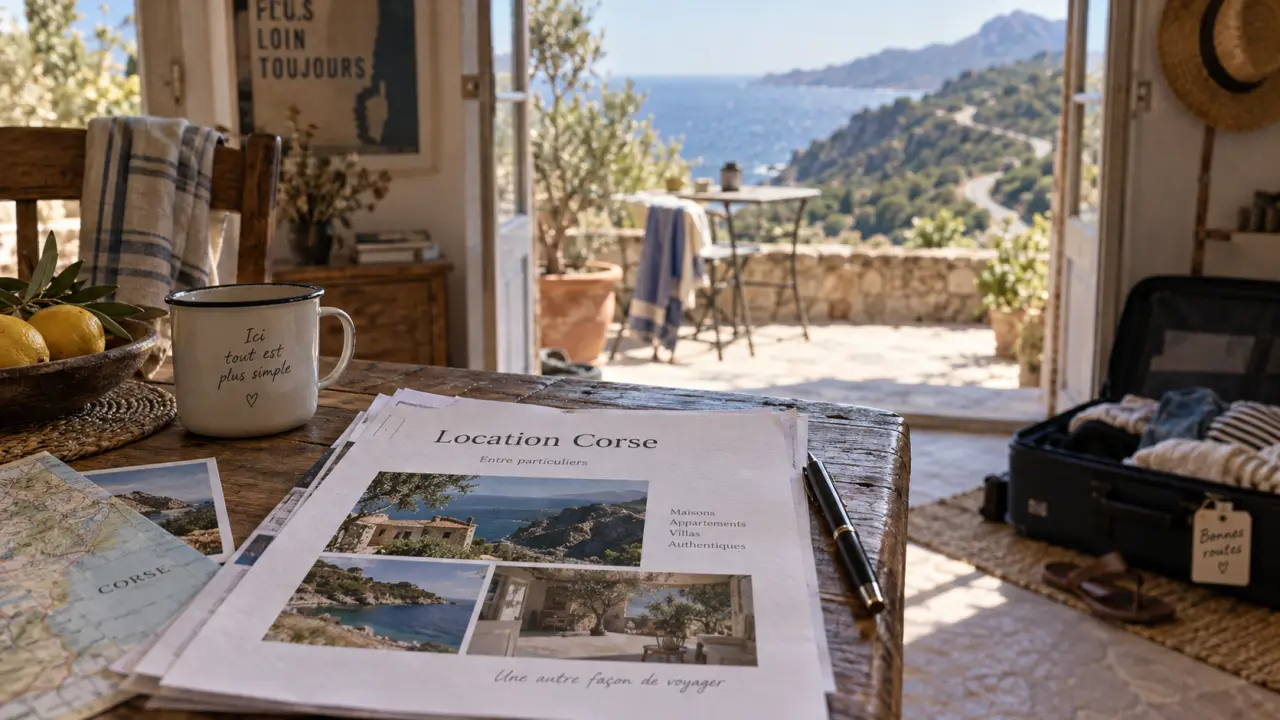 Location vacances Corse particulier bord de mer, dossier et vue mer depuis la maison