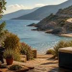 Maison de vacances corse avec terrasse, port et vue mer