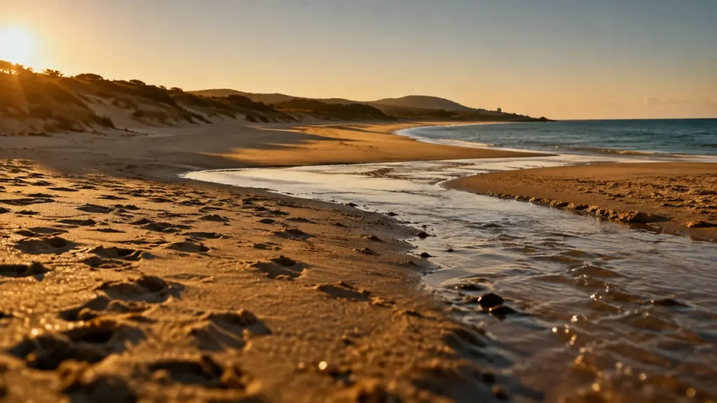 Plage de l'Ostriconi corse, sable clair et dunes, mer turquoise