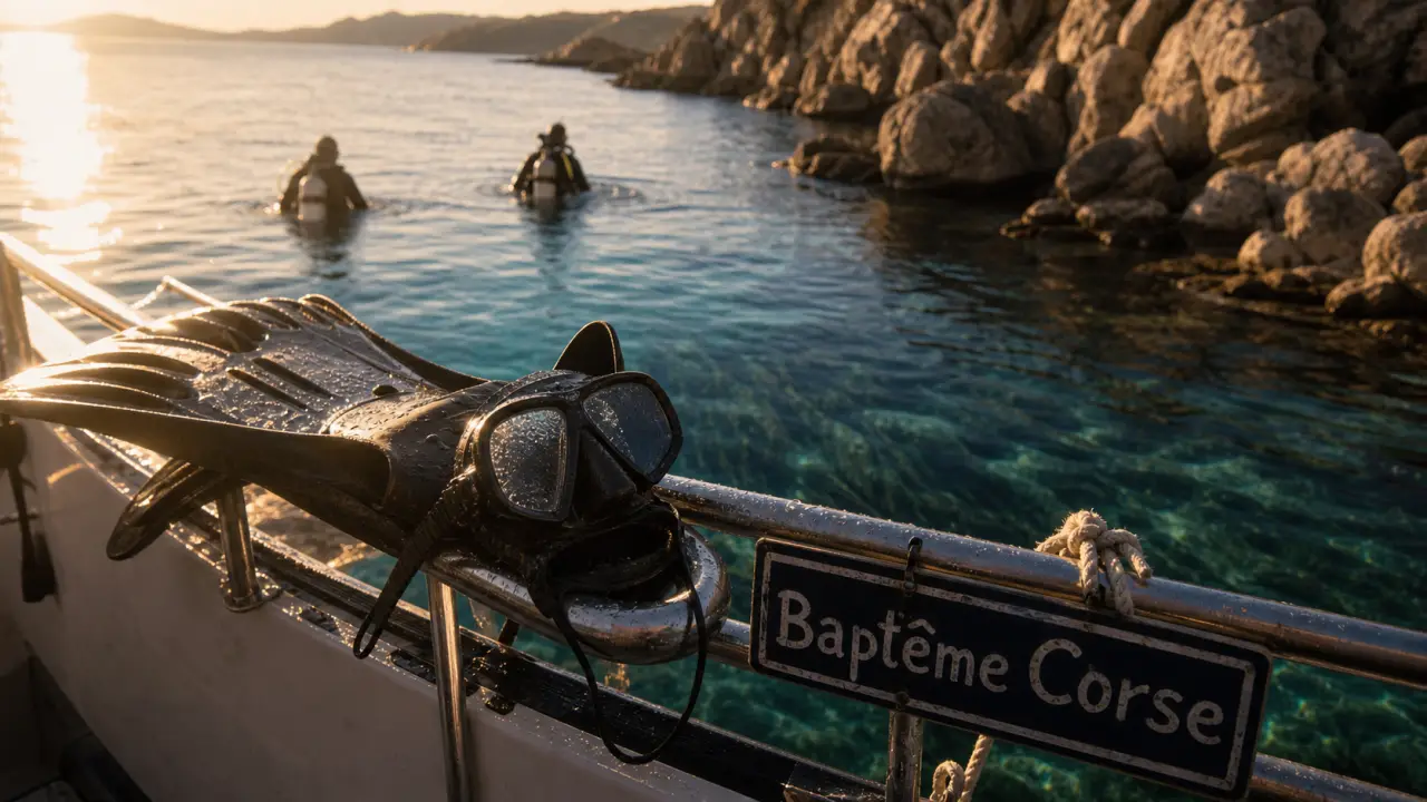 Plongée corse à Calvi : baptême en Méditerranée, palmes et masque sur le bateau
