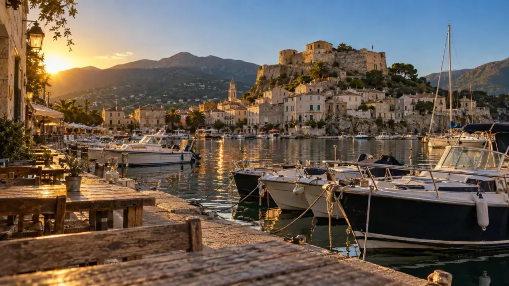 Que faire à saint florent corse : port et citadelle au coucher du soleil