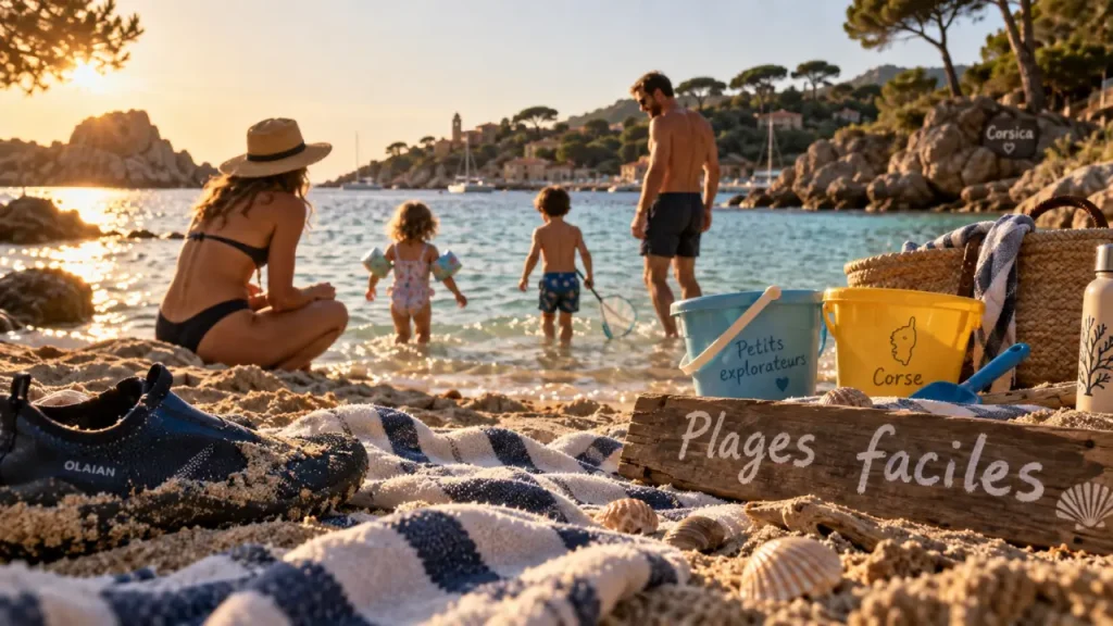 Que faire en Corse avec des enfants : plage calme familiale en eau peu profonde