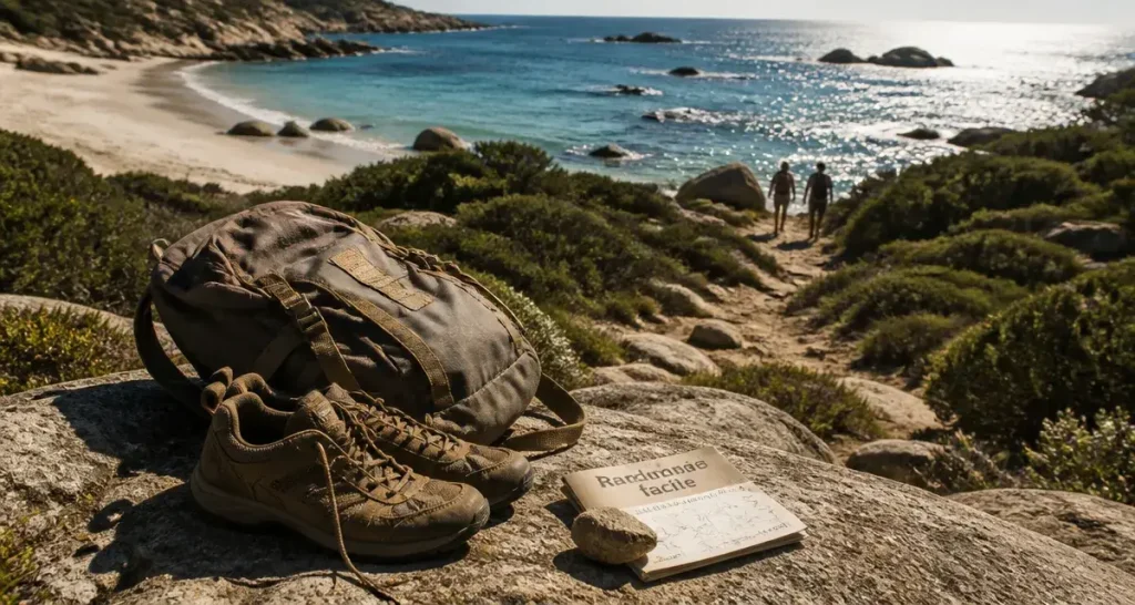 Randonnée corse du sud facile : chaussures près des criques à Roccapina