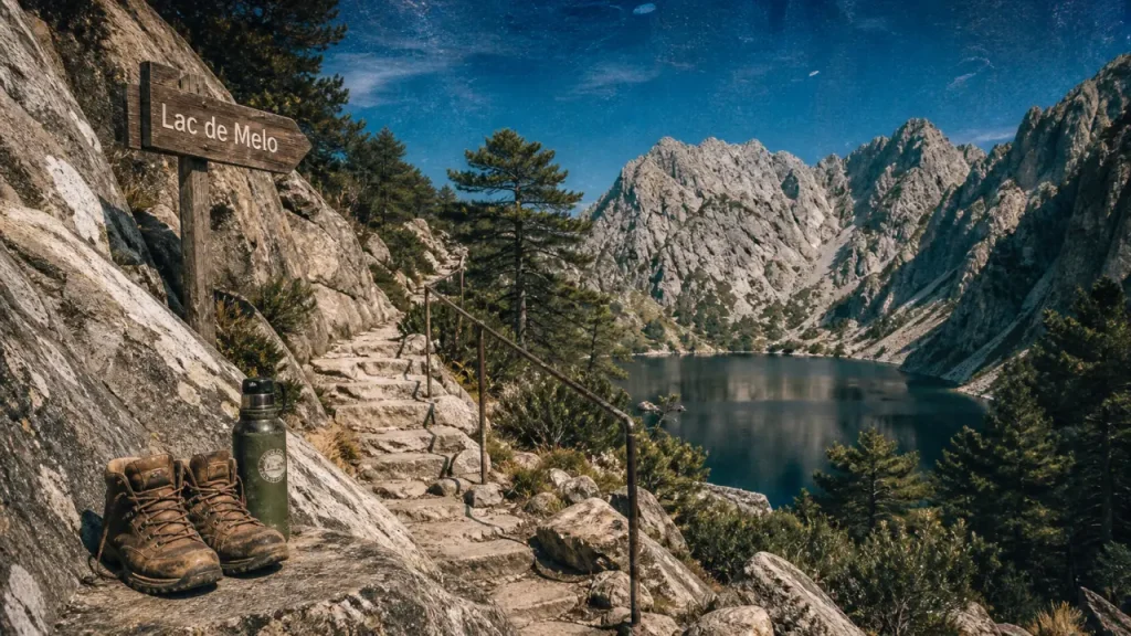 Randonnée lac melo corse : sentier raide vers le lac de Melo