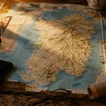 Sardaigne carte : villes, routes et plages sur papier