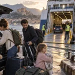 Vacances en Corse bateau compris : famille au port avant ferry