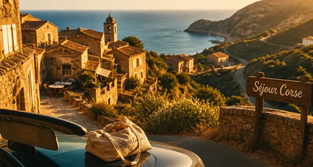 Vacances corse pas cher : village corse au golden hour