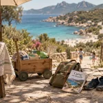 Vacances en Corse en famille : plages faciles, route côtière et enfants près de la mer turquoise