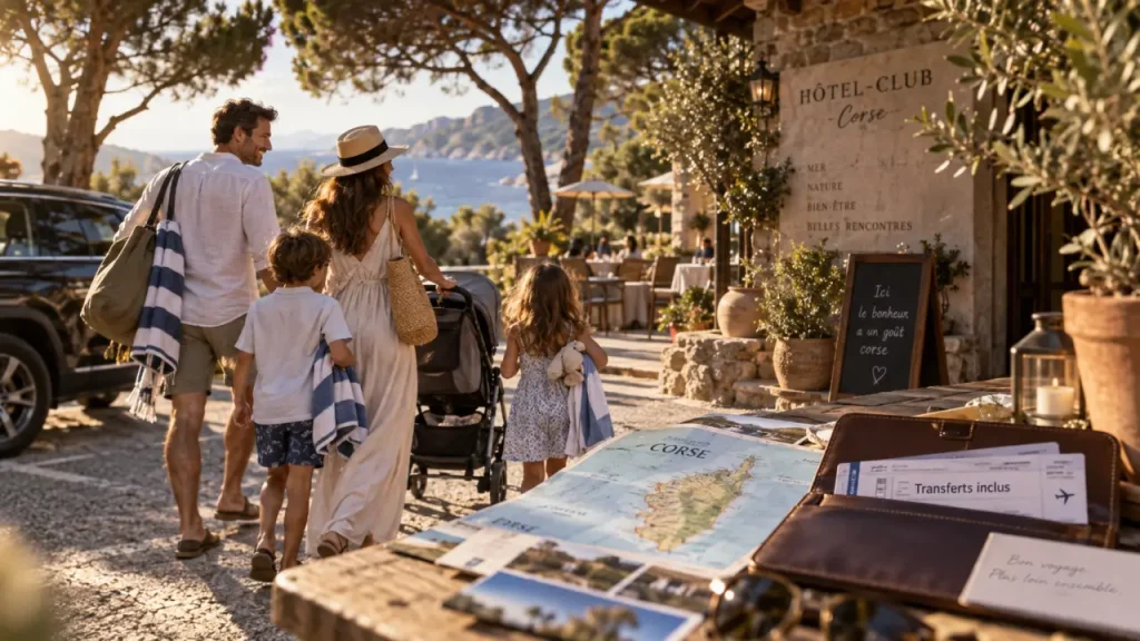 Vacances en famille en Corse tout compris : club enfant et voiture incluse, plage sûre