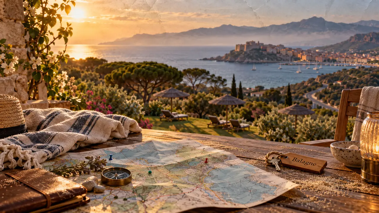 Village vacances haut de corse en Balagne : mer mi-brumeuse et route vers Calvi