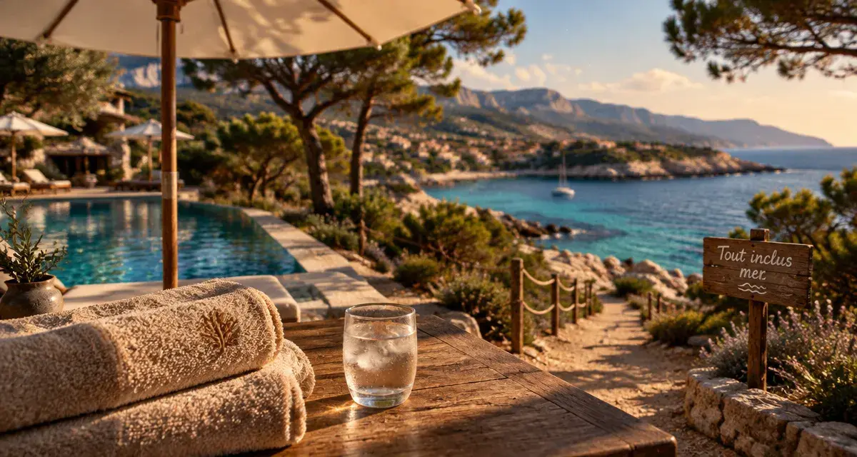 Club vacances tout inclus Corse du Nord, terrasse vue mer et piscine