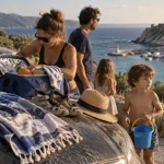 Corse du nord que faire en famille : arrêt sur route côtière, port et mer turquoise