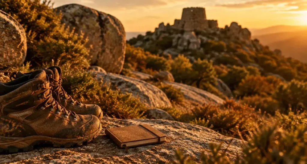 Cucuruzzu corse randonnée : sentier vers le casteddu au golden hour