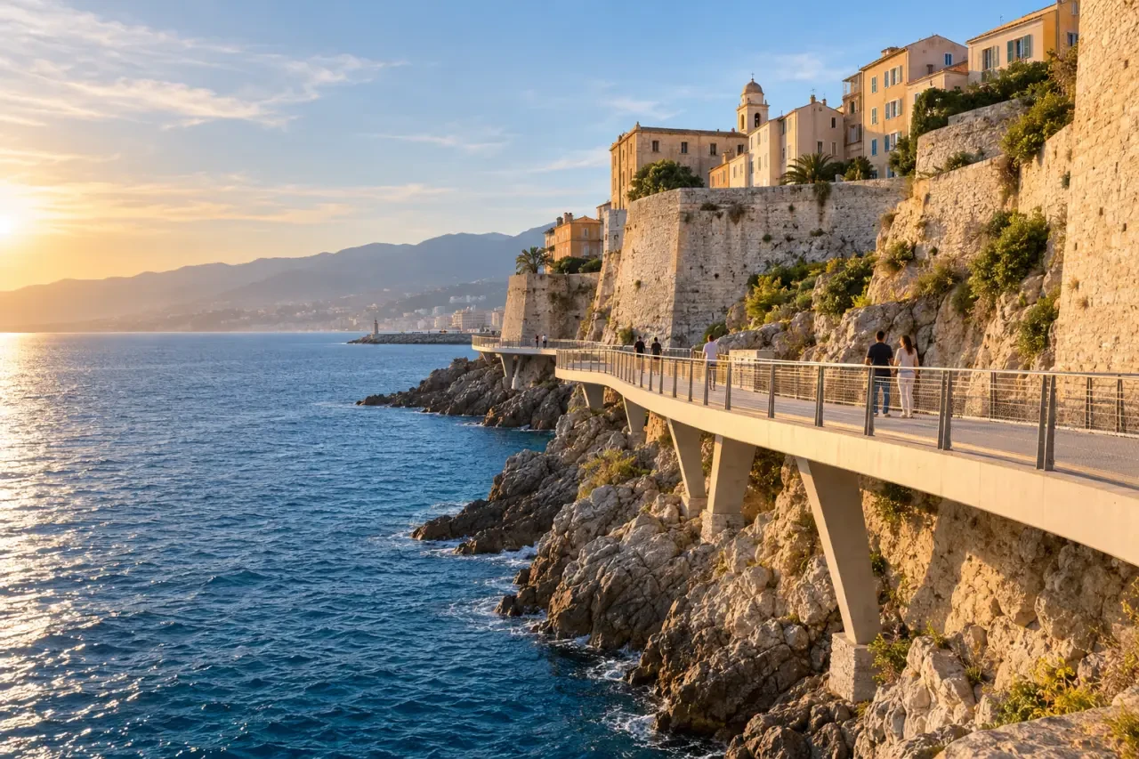 Bastia visite : promenade de l'Aldilonda au pied des remparts