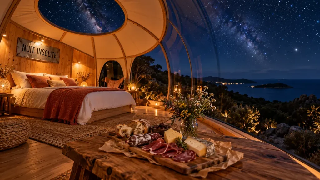 Hébergement insolite corse : dôme panoramique, vue mer et étoiles