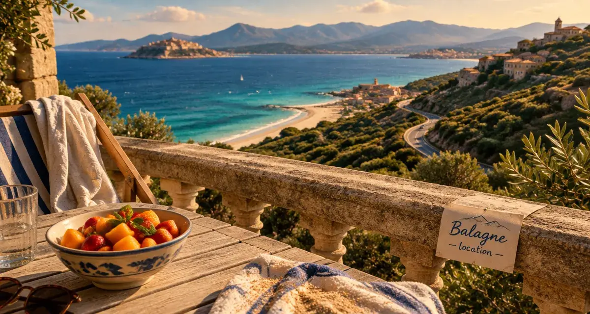 Location vacances Balagne Corse : vue mer depuis balcon