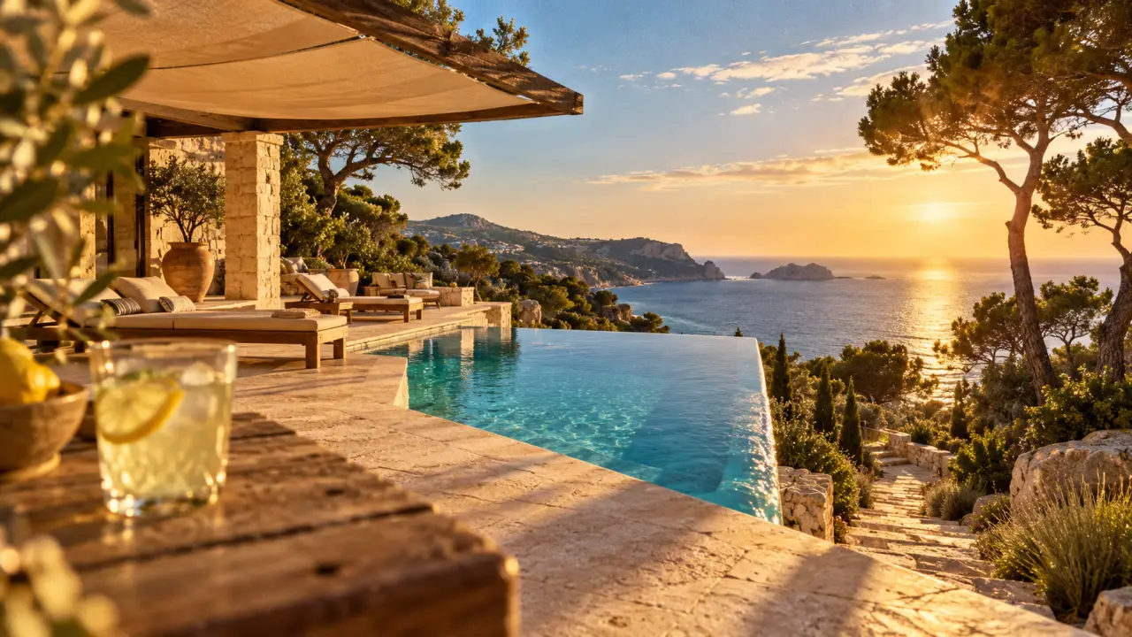 Location vacances corse du sud avec piscine privée, terrasse vue mer