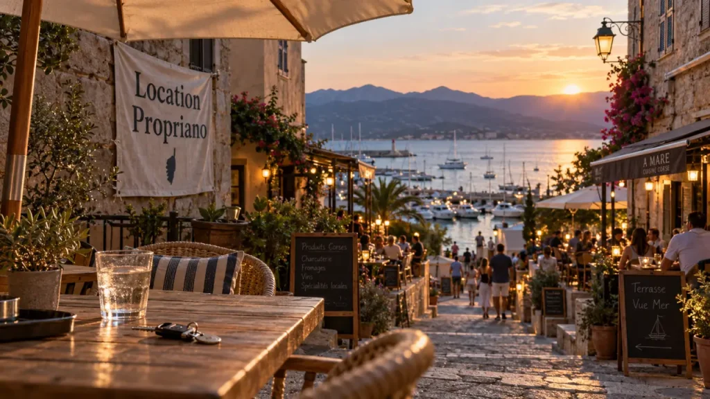 Location vacances Propriano Corse, vue du port depuis une terrasse