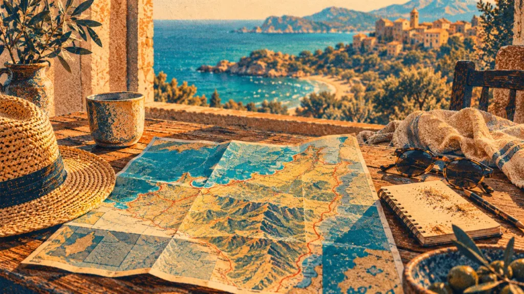 Meilleur endroit corse pour vacances : carte Balagne, mer turquoise et villages