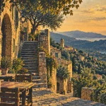 Petit village corse a visiter : ruelles en pente de Balagne vers belvédère