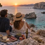 Que faire en corse en couple : pique-nique au lever du jour face à une crique de Balagne